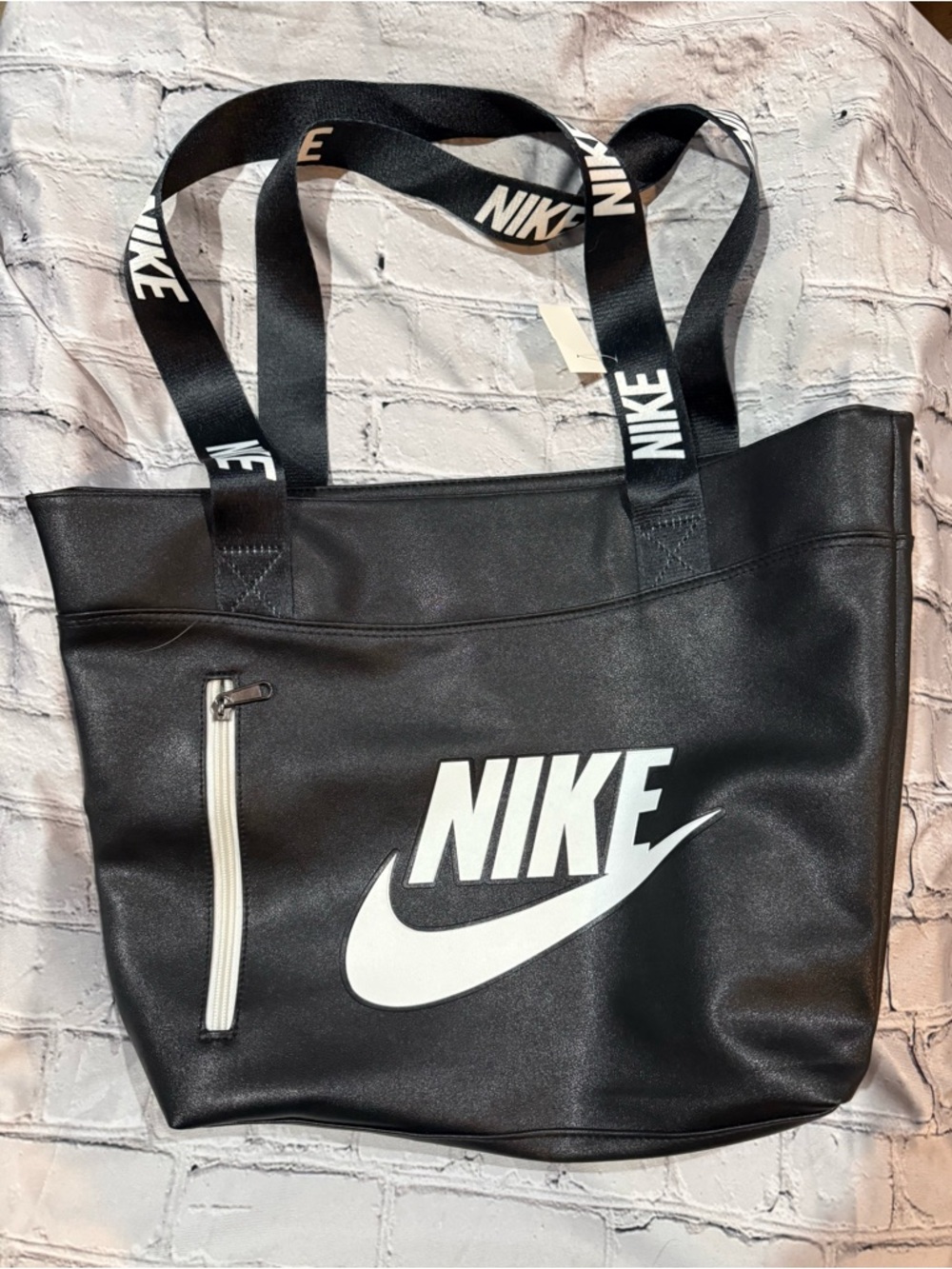Nike Black Leather Bag with White Logo